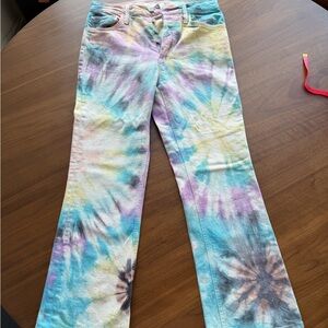 Mother Tie-Dye Flare Jeans